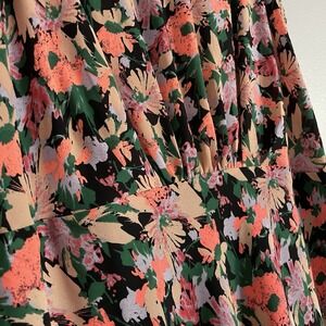 J Crew Merc Ruched Waist Dress Size 6 Neon Floral Flounce Sleeveless Fairy‎ Soft